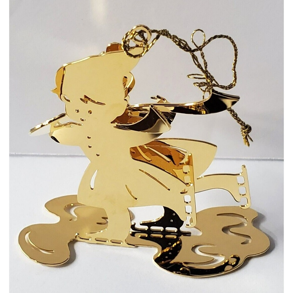 1983 Danbury Mint‎ Gold Plated Christmas Ornament Ice Skater 1 Piece